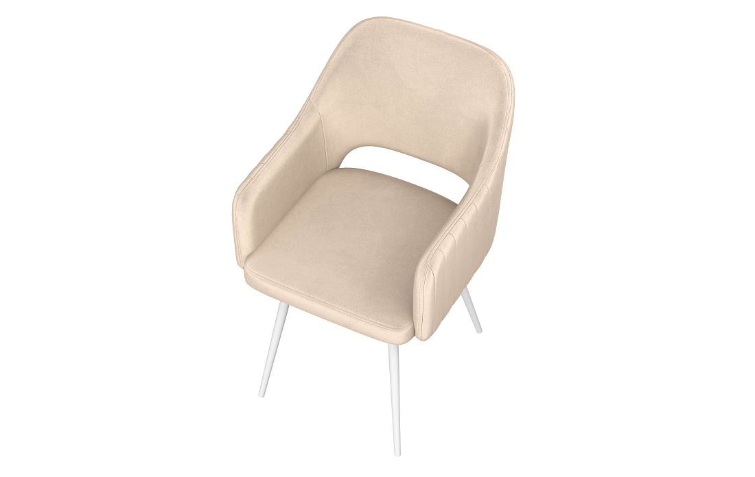 Стул Берта Т велюр конфетти крем/Цвет металл белый